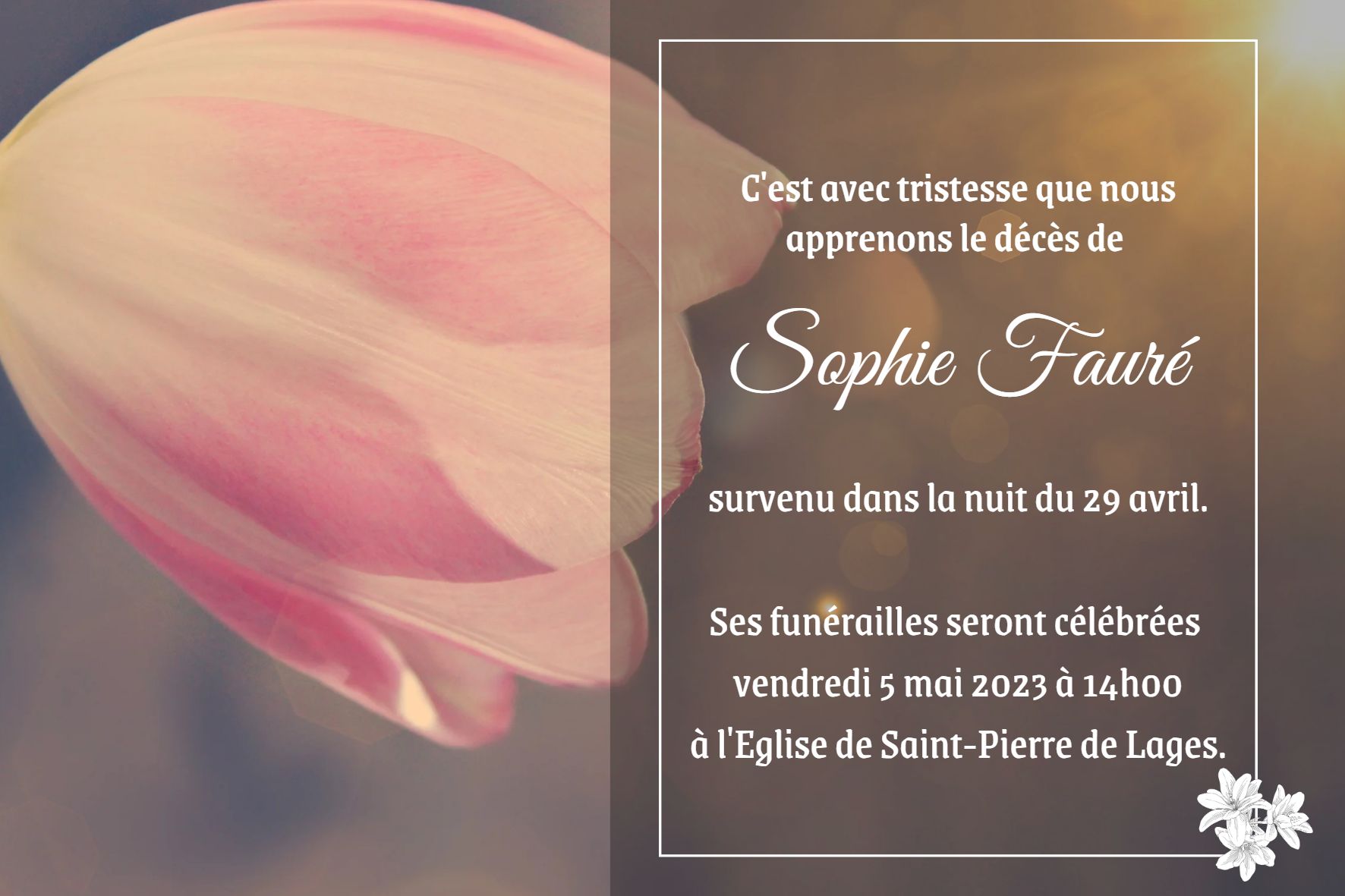 Décès Sophie Fauré